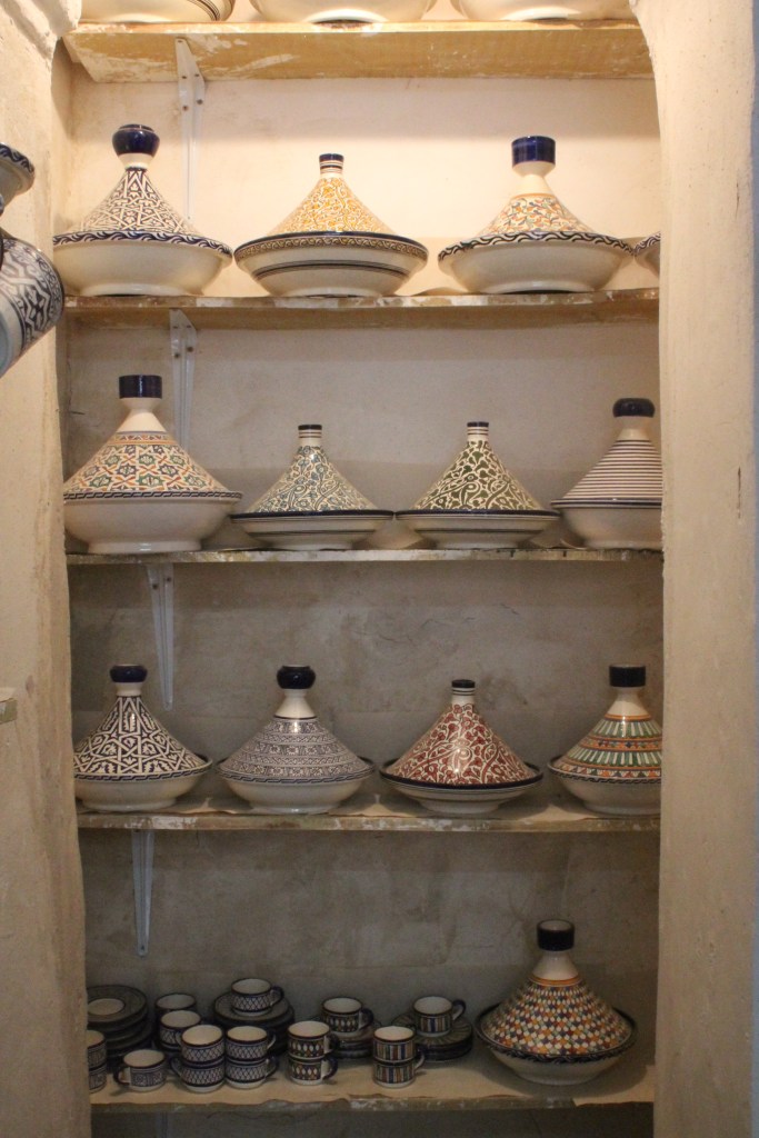 rows of hand-painted tagine pots