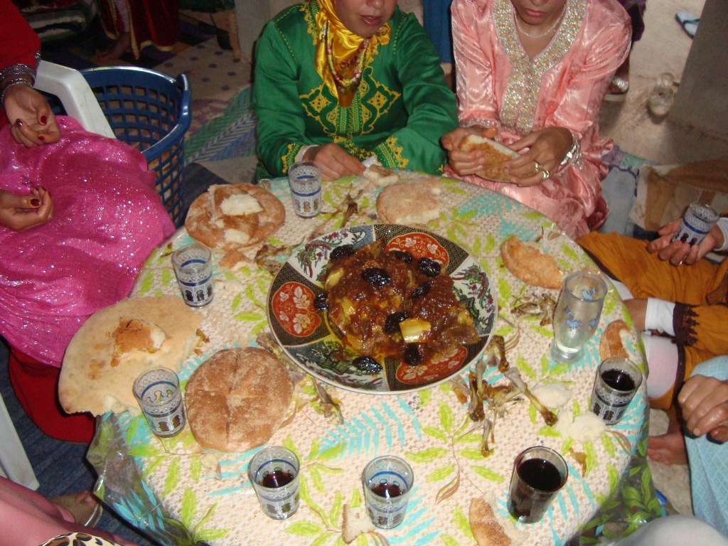 beef and prune tagine in center of table