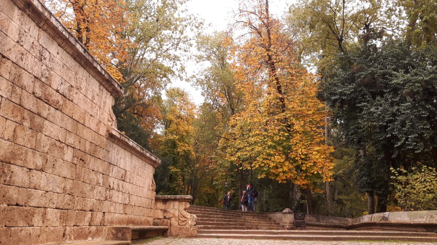 trees and steps outside of alhambra