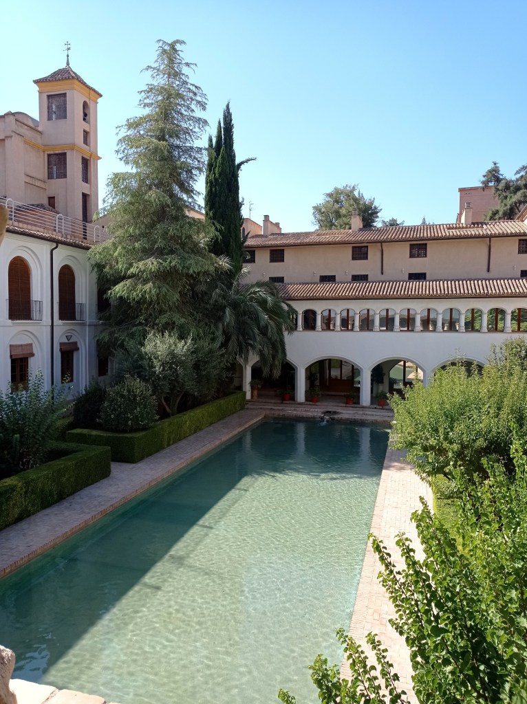 palace courtyard with pond