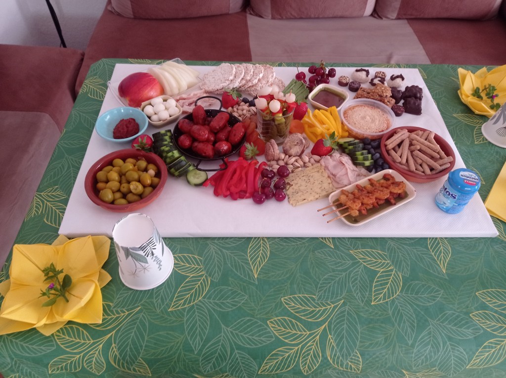 charcuterie board spread